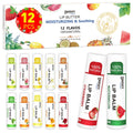 DMSKY 12 Pack Lip Balm, Natural Lip Balm Bulk with Vitamin E and Coconut Oil, Moisturizing Lip Balm for Chapped Lips, Bulk Lip Balm for Women-12 Flavors
