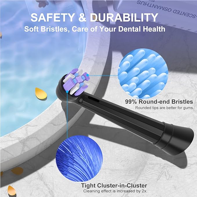 Toothbrush Replacement Heads Compatible with Oral B iO 10 9 8 7 6 5 4 3 Series Electric Toothbrush, 10 Pack Brush Heads, Black