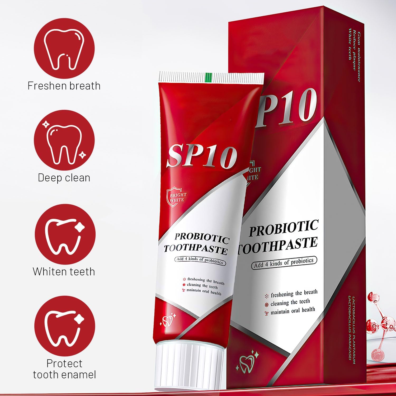 Sp10 Probiotic Toothpaste, Sp-10 Ultra Whitening Toothpaste, Fresh Breath Stain Removal, Deep Cleaning Care(2pcs)
