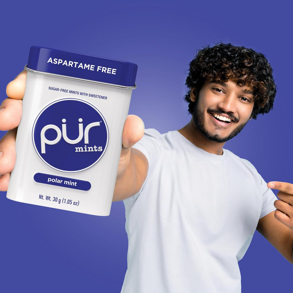 PUR Mints | Aspartame-Free | Made with Xylitol | Sugar-Free, Vegan, Gluten-Free & Keto Friendly | Natural Polar Mint Flavor, 30 Pieces (Pack of 12)