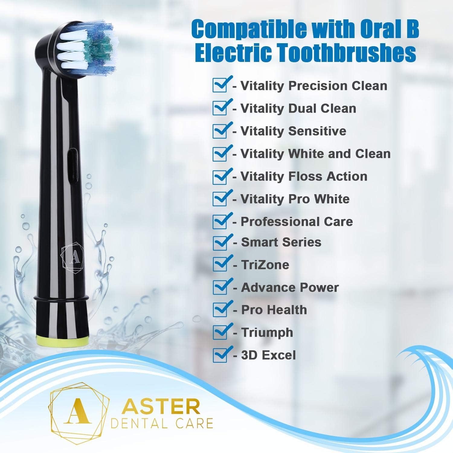 Toothbrush Head Compatible with Oral B - 16 Pack Aster Replacement Electric Professional Toothbrush Heads Deep and Precise Cleaning Brush Heads Toothbrush Heads Compatible with Oral B Braun
