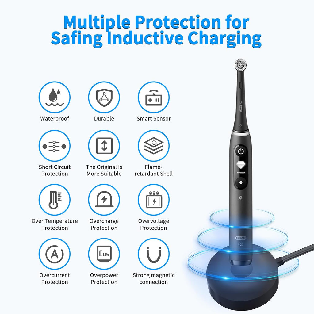 Charger for Oral B iO iO7 iO8 iO9 Electric Toothbrush, Model 3768 Magnetic Replacement Charger for Oral-B iO Electric Toothbrushs,Black（Incompatible IO4/5/6
