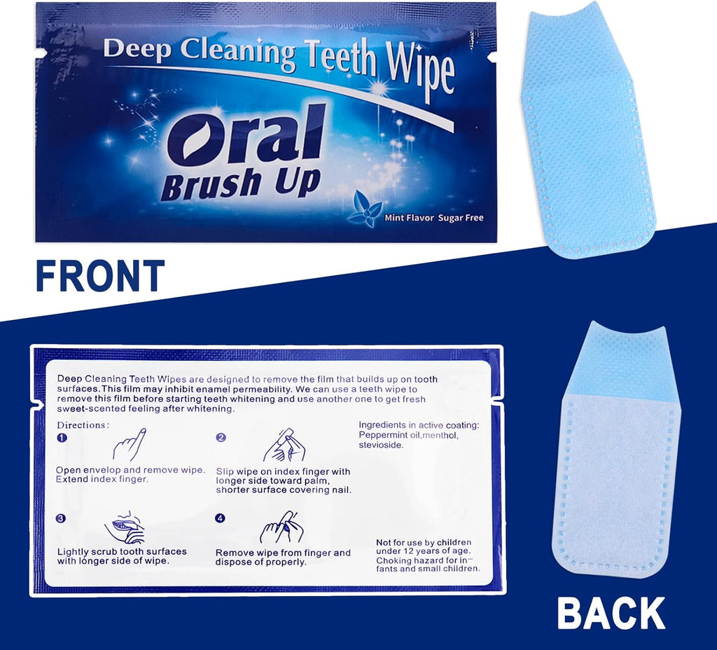 Mint-Flavored Oral Finger Wipes Teeth Whitening Wipes Oral Cleaning Wipe(Dark Blue, 60 Pcs)