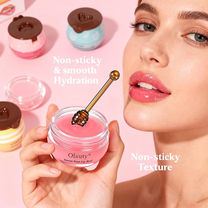 8 PCS Bee Lip Balm Lip Mask Honey Pot,Honey Lip Balm Bulk,Strawberry,Watermelon,Apple Lime,Cherry,Mint, Grapes&Peach Flavors,Sleeping Mask Overnight with Stick,Hydrating Prevention Dry&Cracked