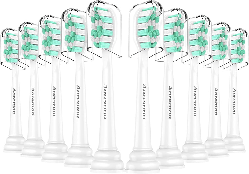 Aoremon Replacement Heads for Philips Sonicare c2 c1 Brush Head Compatible with Phillips Sonicare and More Click-on Electric Toothbrush, 10 Pack