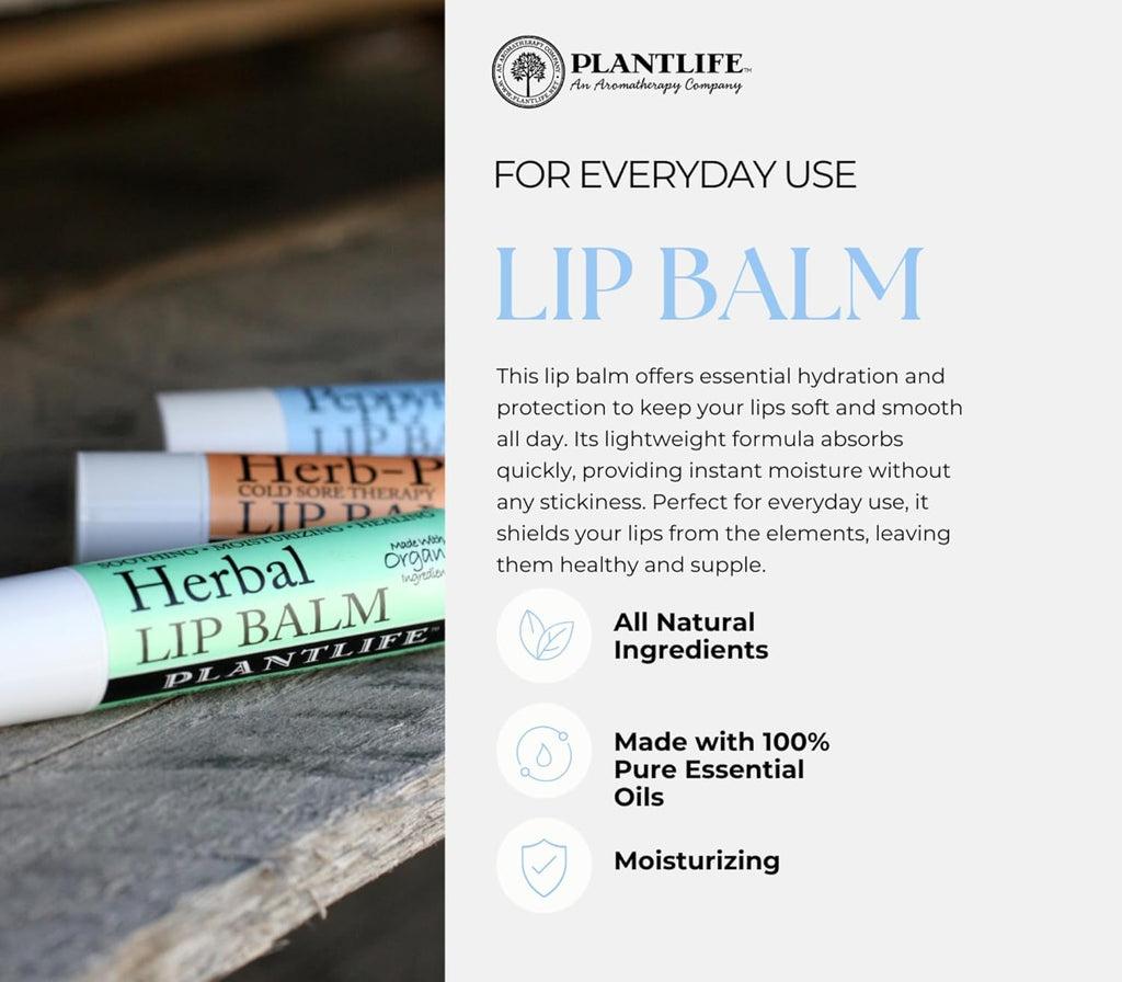 Plantlife Lavender Lip Balm - Organic Made with Beeswax, Calendula & Chamomile - Soothing Balm for Chapped Lips - Moisturize Lips & Works on Minor Cuts - Made in California