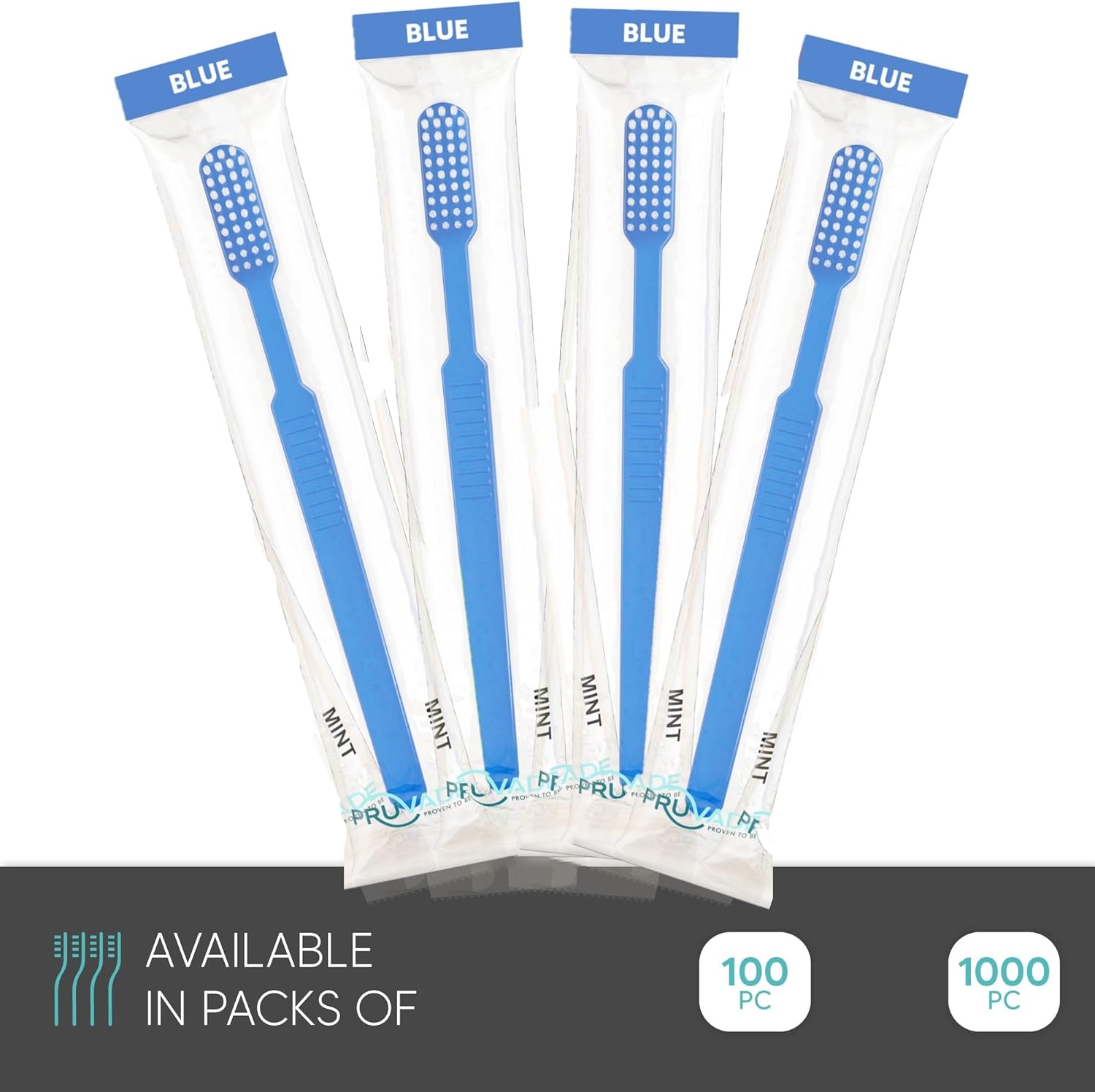 100 Pack Disposable Toothbrushes with Toothpaste Built In | Mint Prepasted Toothbrushes Individually Wrapped - Blue Single Use Waterless Toothbrush with Soft Bristles for Work, Camping, Travel
