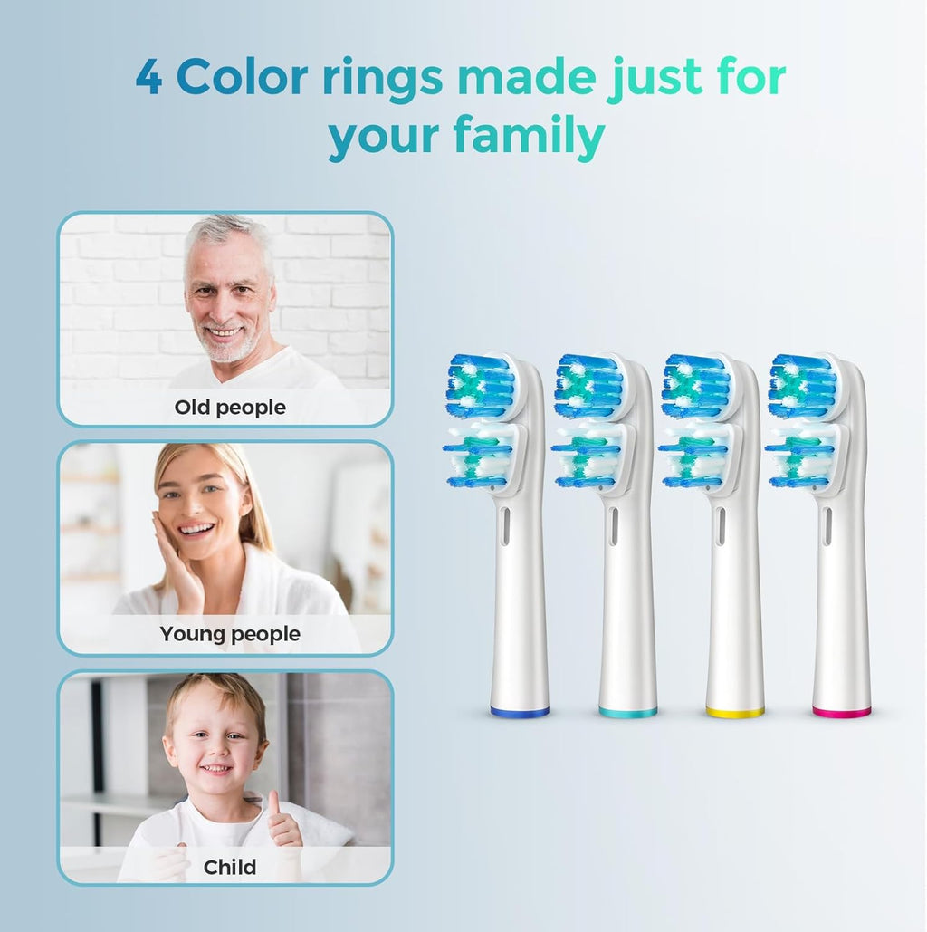 16 Pcs Double Heads Replacement Toothbrush Heads Compatible with Oral B Braun,Electric Toothbrush Heads Refill for Pro 500/1000/1500/3000/7000/8000/9600