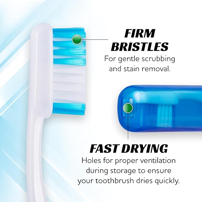 Lingito Travel Toothbrushes - Mini Toothbrush with Cover, Camping Toothbrush Kit (6 Pack Firm)