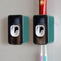 2 Slot Toothbrush Holder and Toothpaste Dispenser Wall Mounted, Automatic Toothpaste Squeezer, 2 in 1 Tooth Brush Toothpaste Organizer for Shower (Green 2Pack)