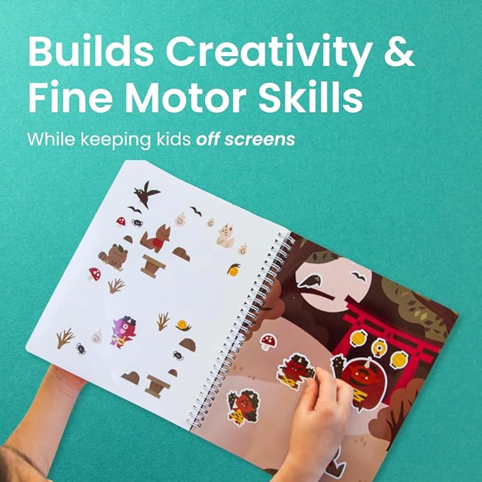 Spooky Village Halloween Stickers for Kids by Cupkin, Toddler Sticker Book, Toys Activity Book, Toddler Travel Essentials, 300+ Halloween Stickers + 8 Sticker Scenes and Coloring Pages