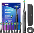 SEAGO Electric Toothbrush with 8 Soft Bristle Heads for Adults, Pressure Sensor, 5 Modes with 2 Minutes Build in Smart Timer, Rechargeable Travel Toothbrush with Brush Hold and Travel Case(2752Black)