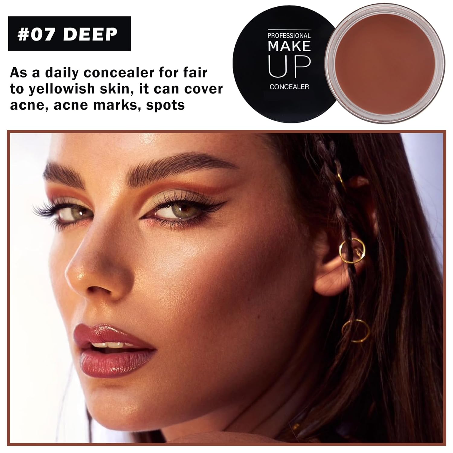 Under Eye Concealer for Dark Circles Color Corrector Pro Full Coverage Concealer de oieras Long-lasting Cover up Makeup - 07 DEEP