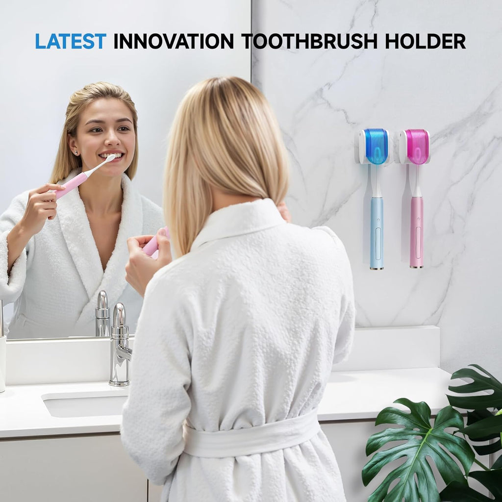 Toothbrush Holders for Bathrooms【Upgrade Single Slot Design】 Toothbrush Holder Wall Mounted with Cover Moisture-Proof and Dust-Proof Toothbrush Storage Organizer for Shower Family and Travel 2PCS