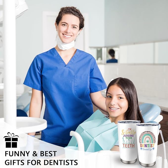Christmas Gifts for Dentist, Dentist Gifts for Women Men, Dentist Appreciation Gift, Funny Dentist Gift Ideas, 20 oz Stainless Steel Tumbler