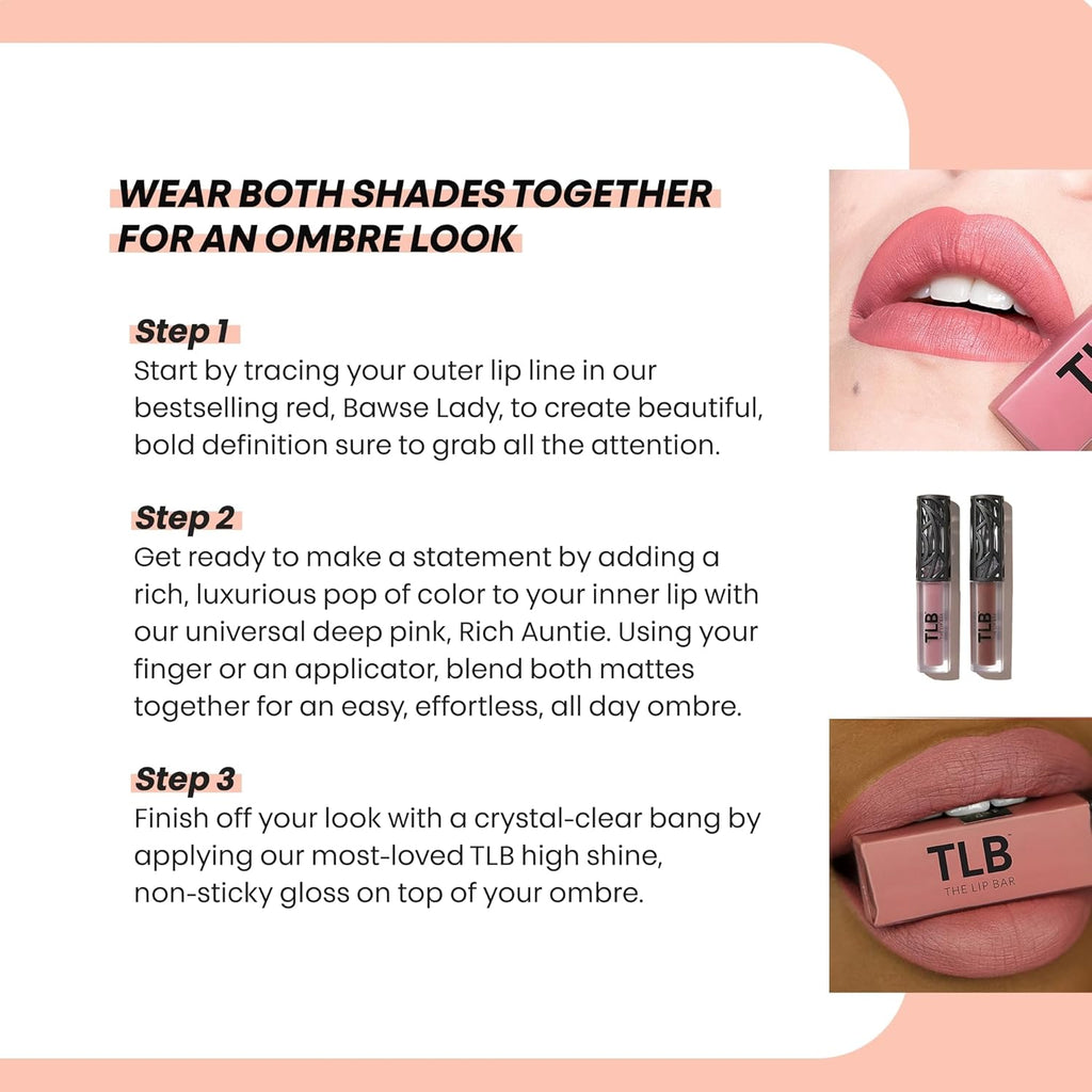 The Lip Bar - Nonstop Liquid Matte Lipstick Mini 2-Pack, Curlfriend (Mauve Pink) + Savage (Chocolate Red-Brown) - High Pigment - One Swipe - Long Lasting - Jojoba Oil & Vitamin E - Vegan - .24 fl oz