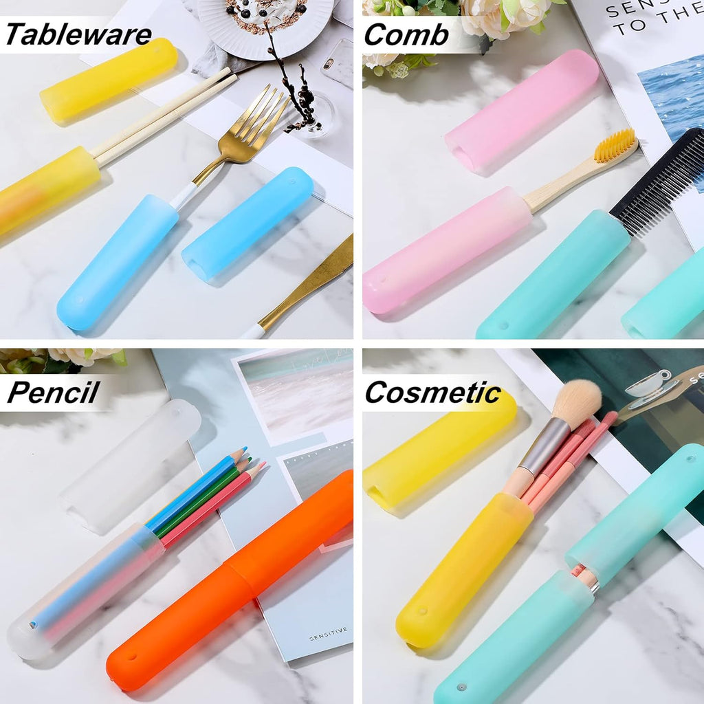 Sieral 90 Pack Travel Toothbrush Case Holder Bulk Breathable Portable Toothbrush Storage 7 Assorted Color Plastic Toothbrush Container for Home Outdoor Traveling Trip Camping, 8 x 1.2 Inch