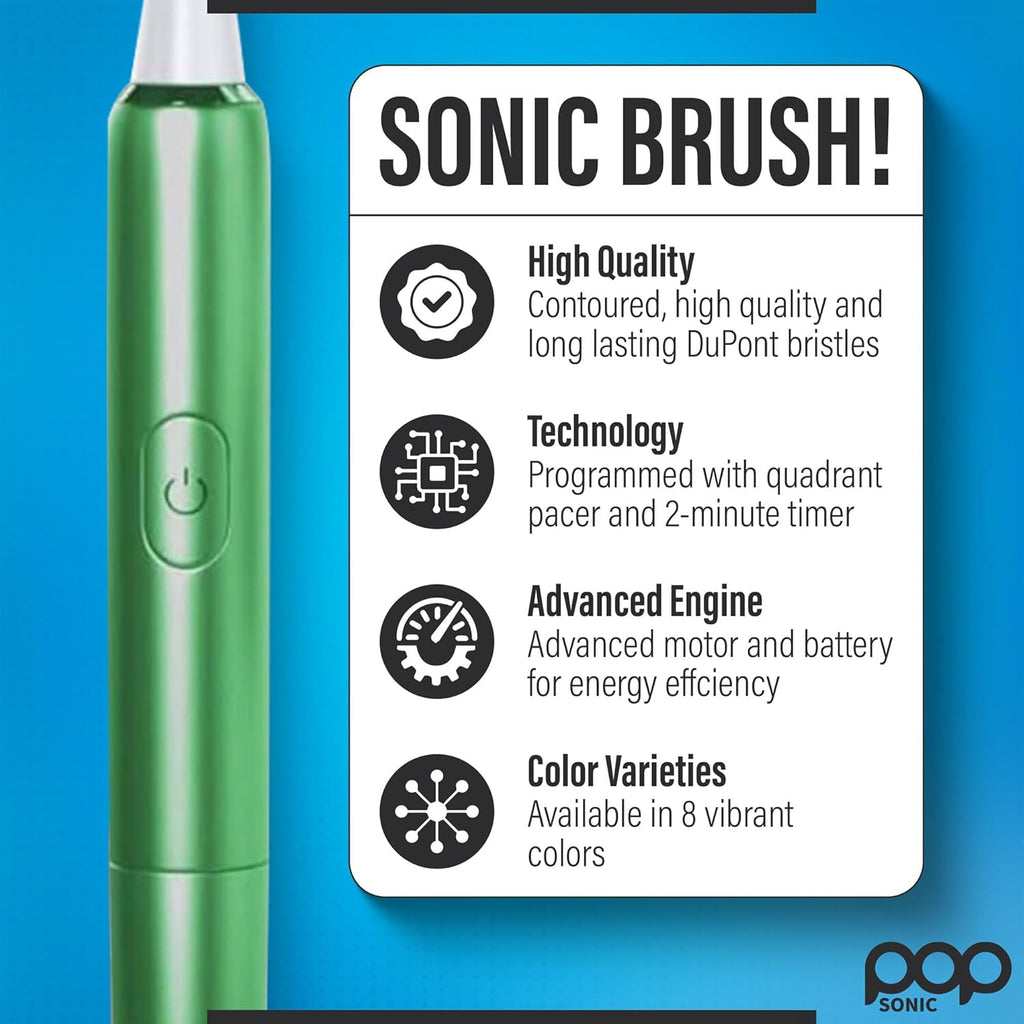 Go Plus Sonic Toothbrushes for Adults w/Electric Toothbrush Case - Electric Toothbrush for Adults & Kids - Sonic Toothbrush w/ 2 Speeds - 18000-24000 Vibrations Per Minute (Emerald Green)