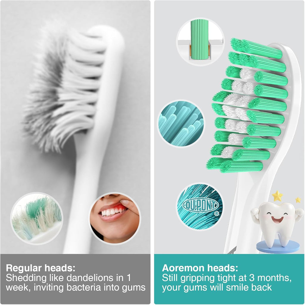 Aoremon Toothbrush Replacement Heads Compatible with Philips Sonicare E-Series Essence Xtreme Elite Advance CleanCare Screw-on Electric Toothbrush Handle Head Come with Hygienic Caps, 3 Count, Green