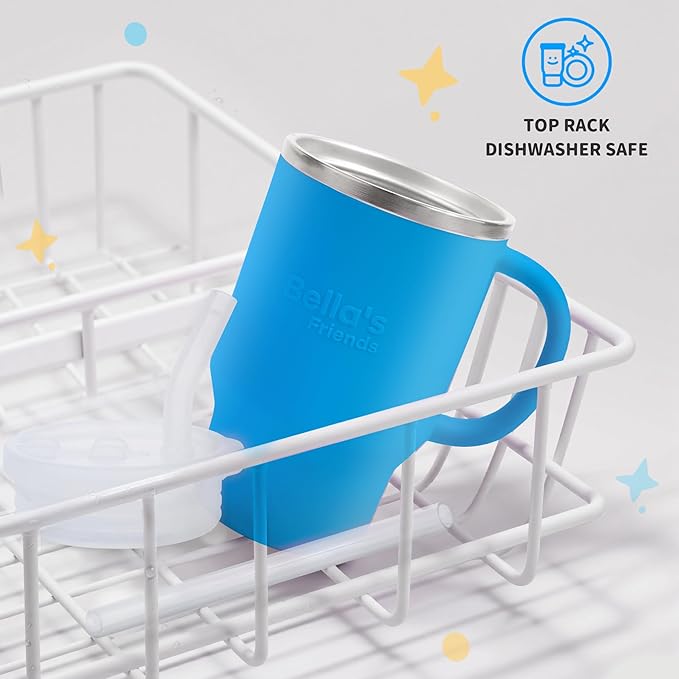 Bella's Friends Handy Mini Tumbler – Adorable 9 oz Sippy Cup for Toddlers 1-3 years old, Flexible Straw, Stainless Interior & Silicone Body, Leak‑Proof, Dishwasher Safe, Ideal for Travel or At Home