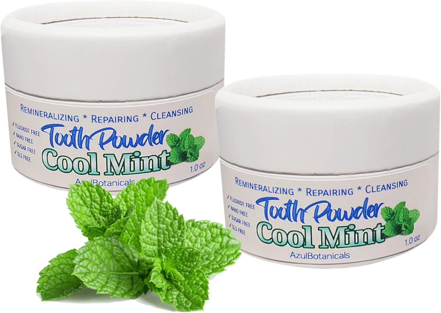 Remineralizing & Cleansing Tooth Powder, Cool Mint. Fluoride Free, SLS Free, Nano Free for Organic Oral Wellness (1 Ounce (Pack of 2), Travel Size
