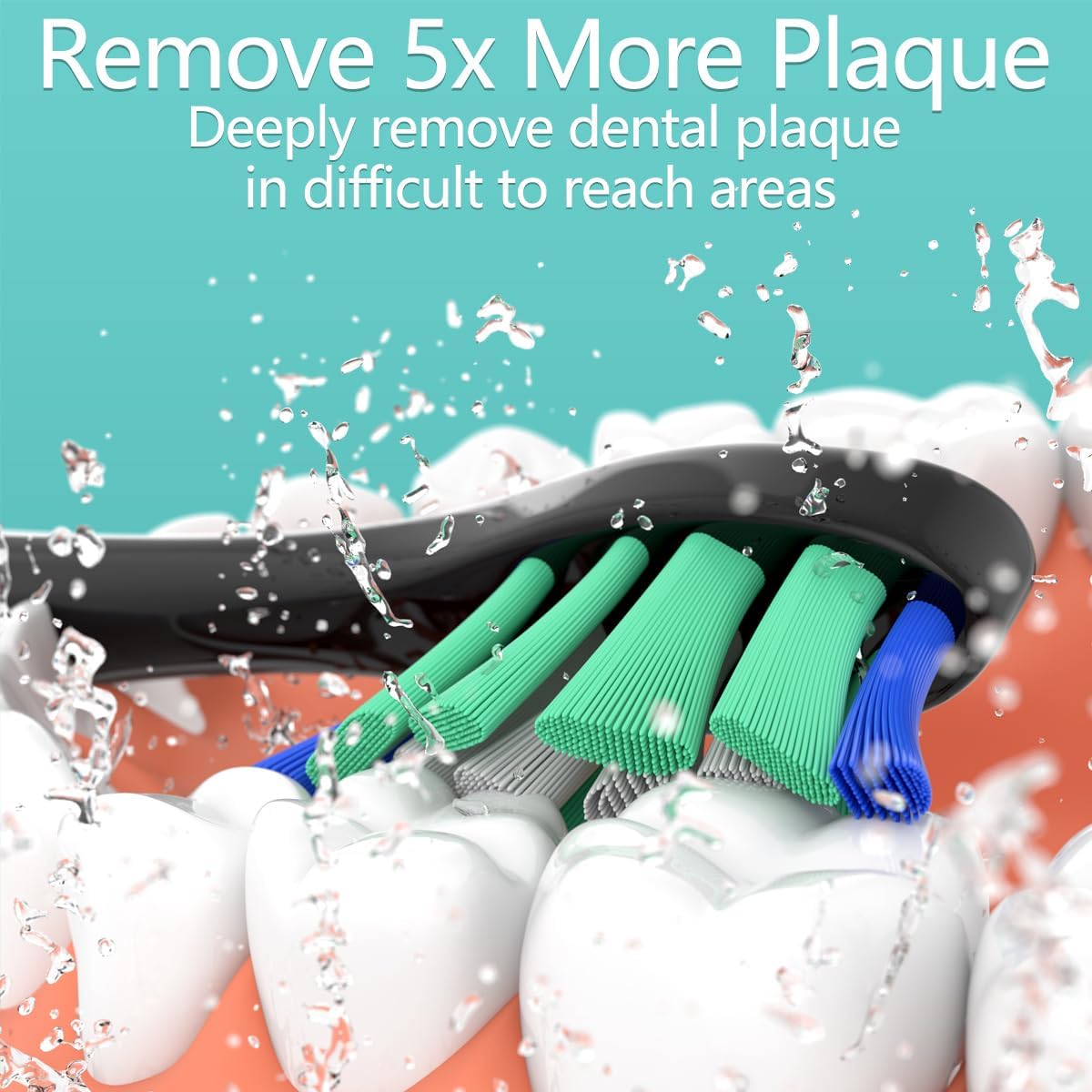 Replacement Heads Compatible with Sonicare Toothbrush, Replacement Brush Head for Philips Sonicare Electric Toothbrush 4100 5100 6100 9900 C2 W3 and More Click-on Handles 8 Black