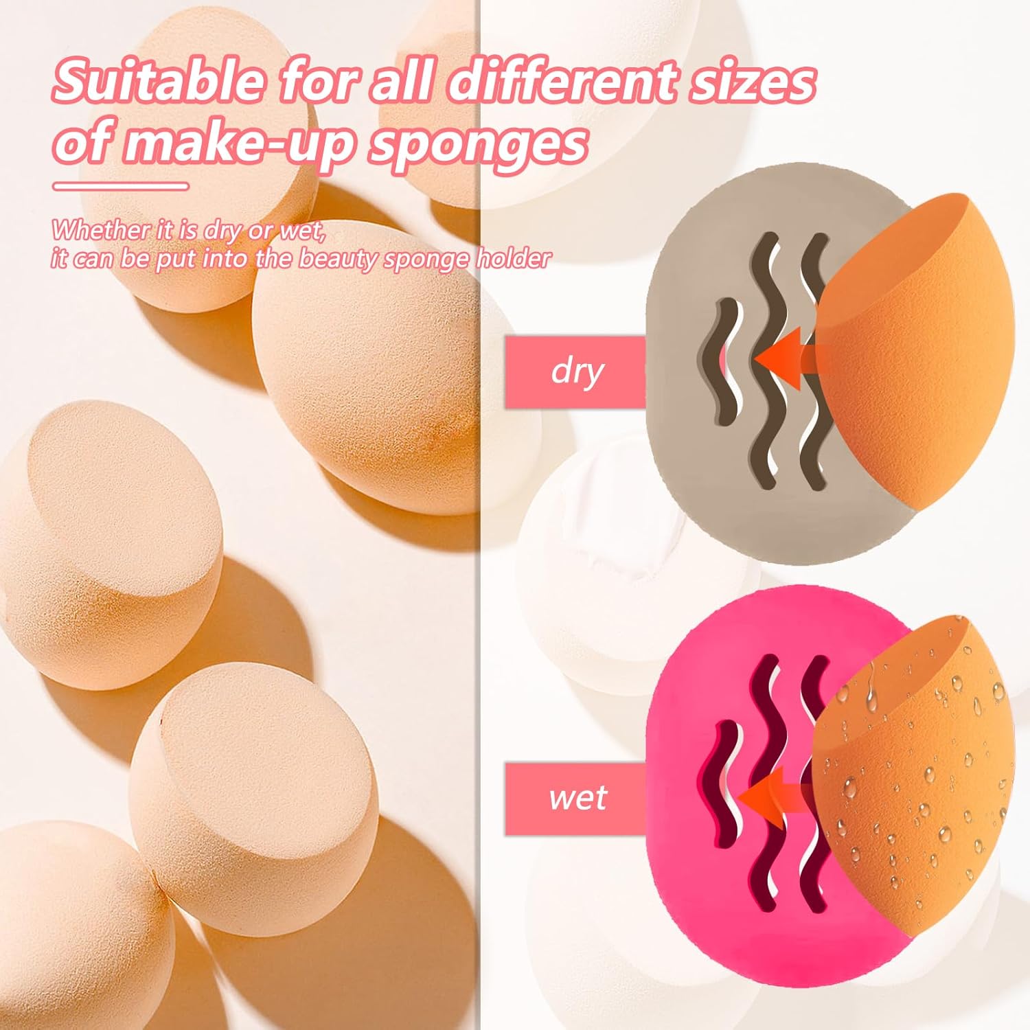 2PCS TIKIUKI Makeup Sponge Holder Beauty Blender Bolder Makeup Sponge Case Breathable Make Up Sponge Case Essentials Suitable for Business or Travel（Rose+Khaki）