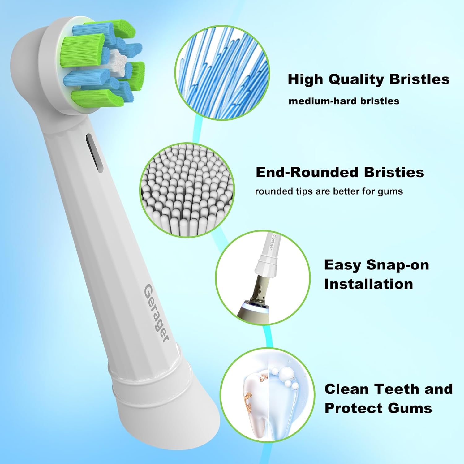 8 Pack Toothbrush Replacement Heads Compatible with Oral B iO, Toothbrush Heads Compatible with Oral B iO 3 4 5 6 7 8 9 10 Series Electric Toothbrushes, White