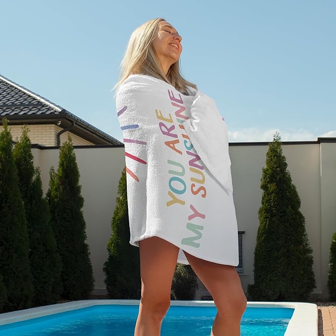 Boho Sunshine Kids Beach Towel, Boho Colorful Sunshine Pool Towels, You are MySunshine Large Beach Bath Travel Towels for Girls Boys Kids, Sun Bathroom Nursery Accessories Decor,30x60in