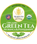 Organic Moringa Green Tea with Peppermint Tea Pods for Keurig - Naturally Caffeinated by Teavity (12 Tea Pods)