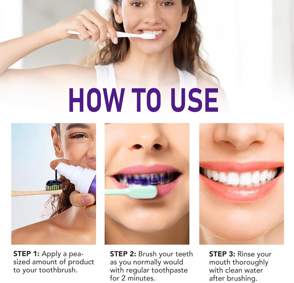 Purple Toothpaste for Teeth Whitening |Purples Teeth Whitening Kit |Stain Removal & Enamel Safe | Fresh Breath Formula with Unique Purple |for Coffee/Smokers/Tea