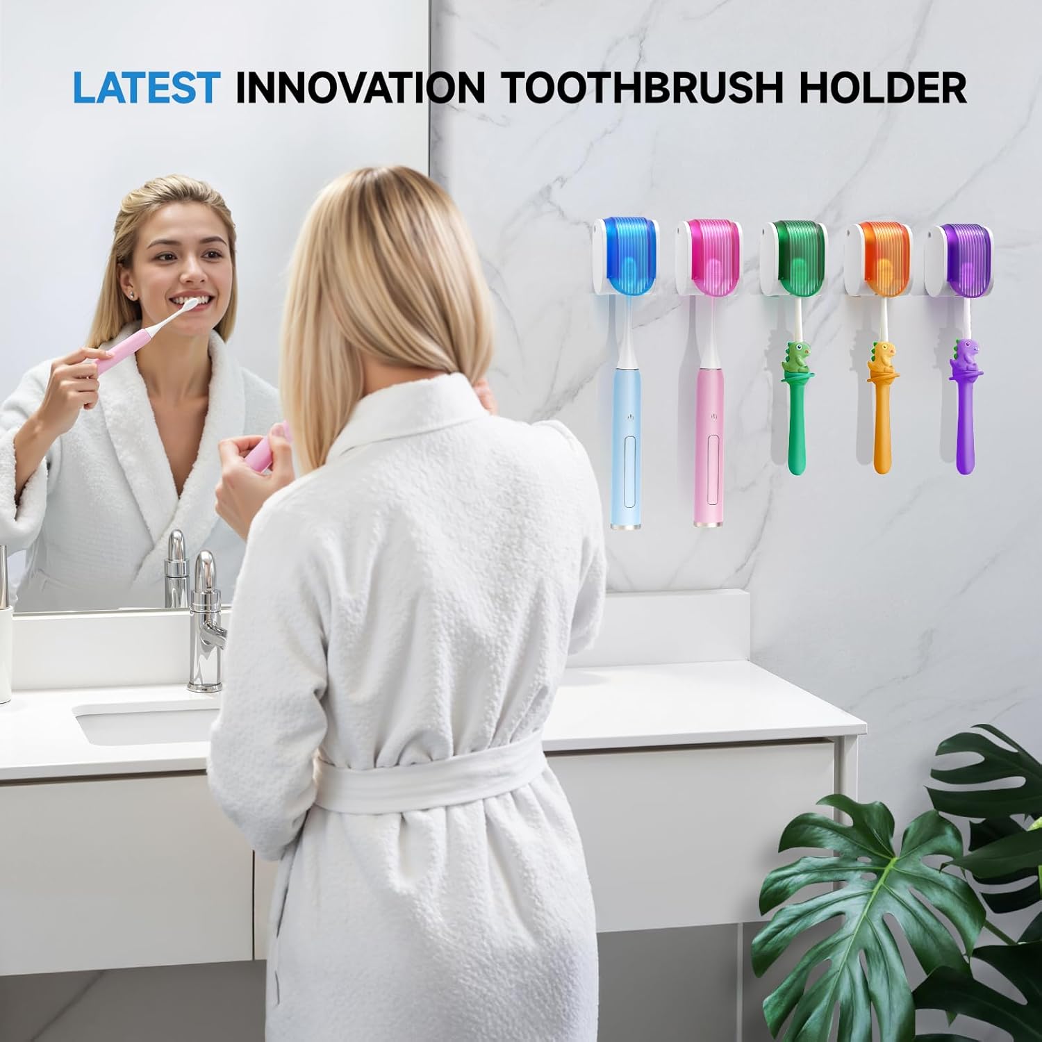 Toothbrush Holders for Bathrooms【Upgrade Single Slot Design】 Toothbrush Holder Wall Mounted with Cover Moisture-Proof and Dust-Proof Toothbrush Storage Organizer for Shower Family and Travel 5PCS