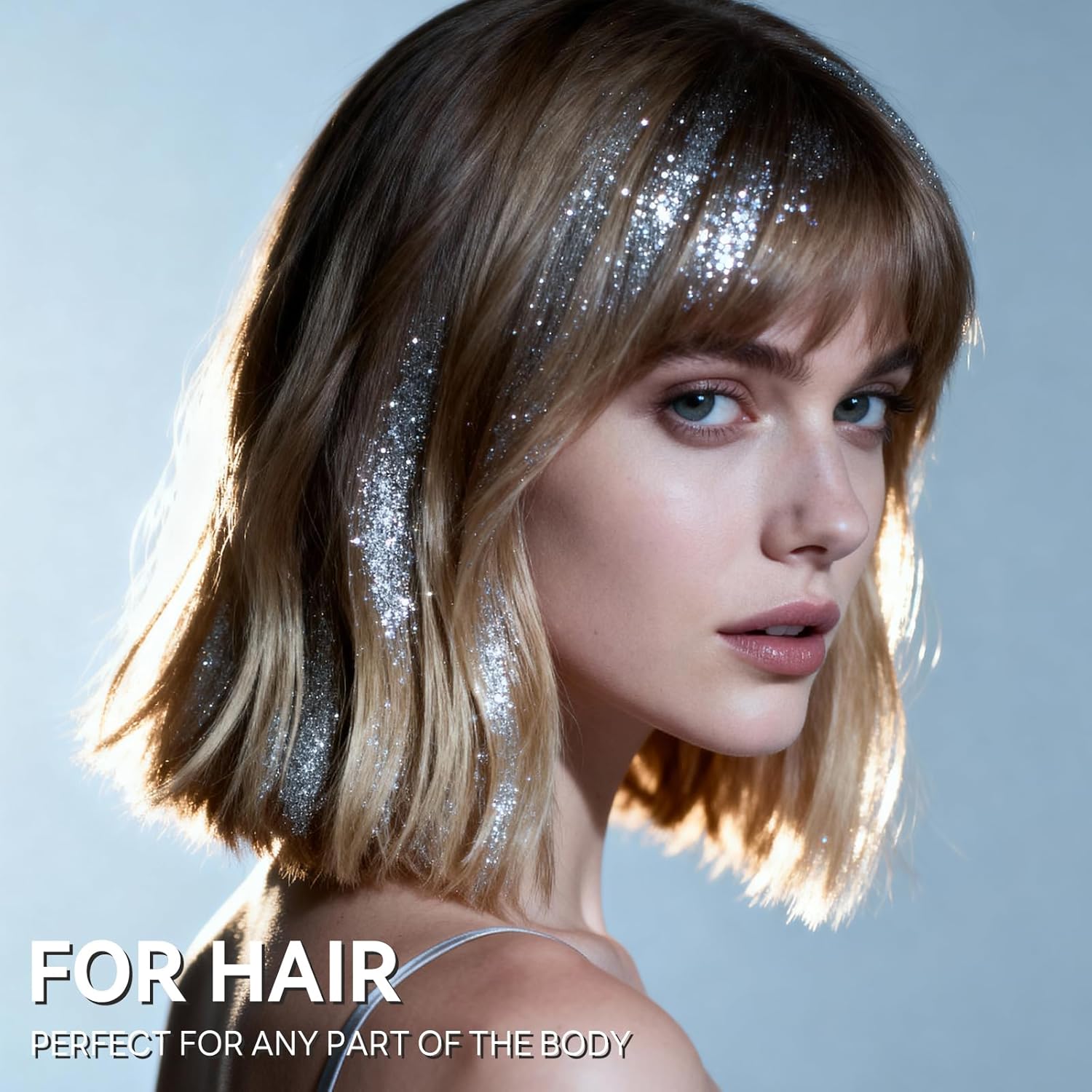 Pure Silver Glitter Spray for Face, Body, Hair and Clothes, Holographic Glitter Hairspray for Festival, Rave, Prom, Concert, Stage Makeup, Quick Dry, Long Lasting Shimmer, Lightweight, 4.05 fl oz