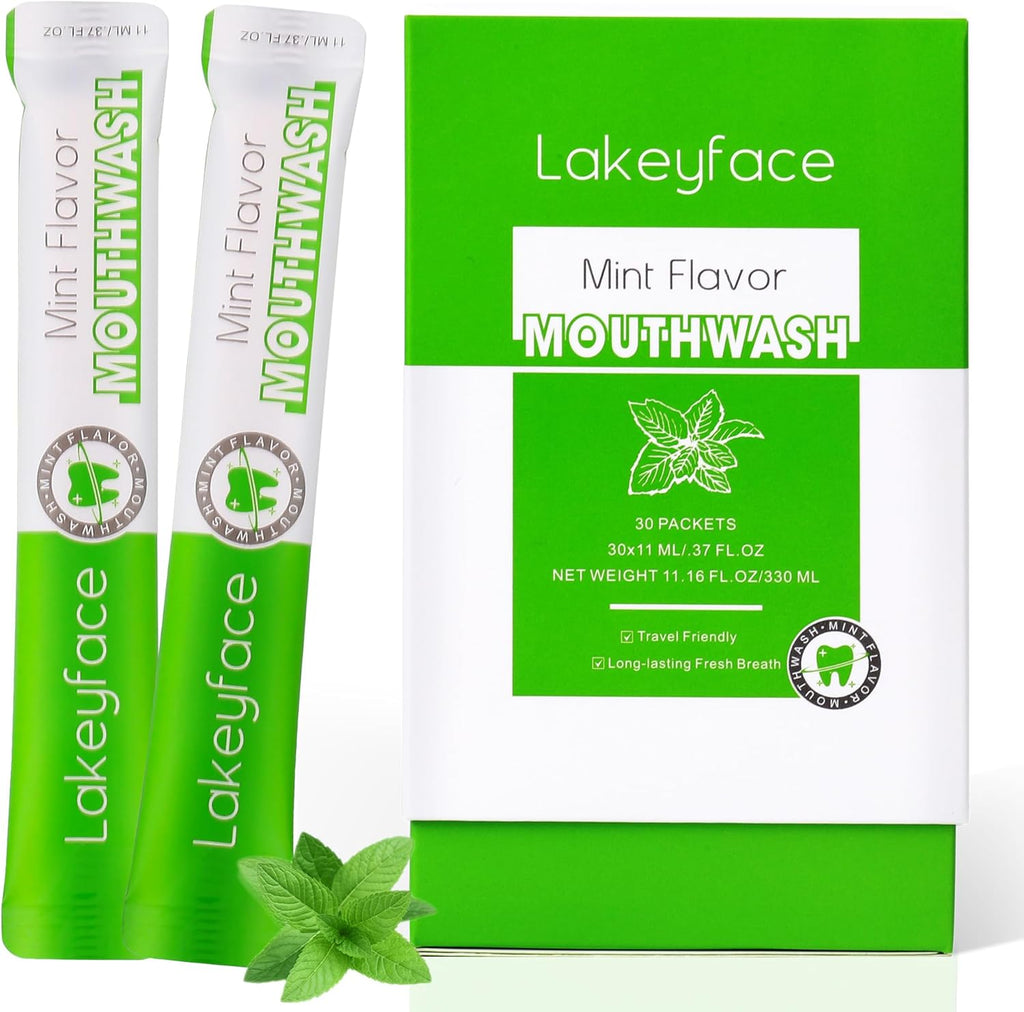 Mouthwash, 30 Packets Travel Mouth Wash for Adults, Alcohol Free, Mini Mouthwash for Travel Essential, TSA Approved Mouthwashs Bulk Pocket Size On The Go,Mint,11ml/0.37FL.OZ Each