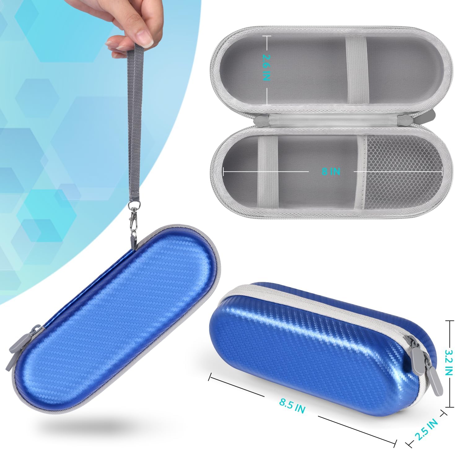 Electric Toothbrush Travel Case, Hard Storage Case with 6pcs Electric Toothbrush Caps