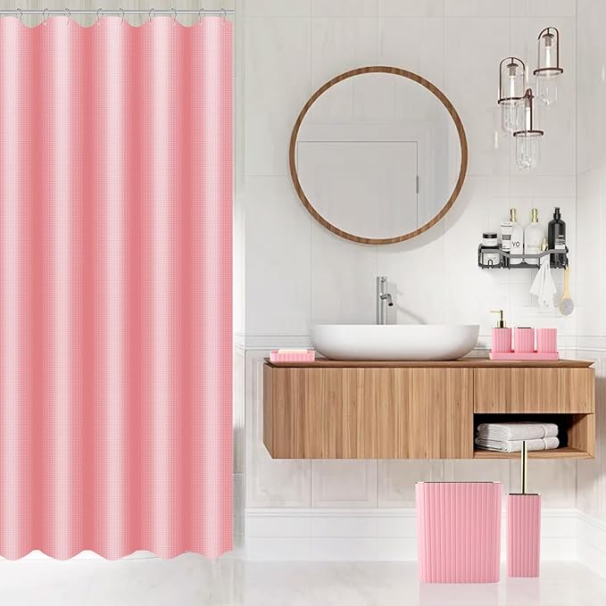 28PC Bathroom Set - Gorgeous Pink Bathroom Set, Bathroom Accessory Set, Pink Shower Curtain Set with 5PC Shower Caddy