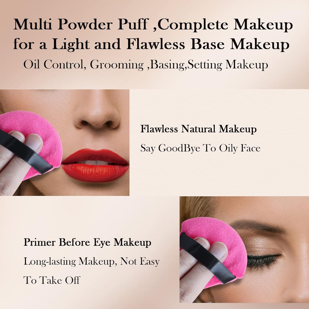 Powder Puff Daubigny 6 PCS Powder Puffs Makeup Puff Face Soft Triangle Powder Puff for Loose Powder Mineral Powder Body Velour Cosmetic Foundation Sponges Blender Beauty Makeup Tools(Rose Red Black)