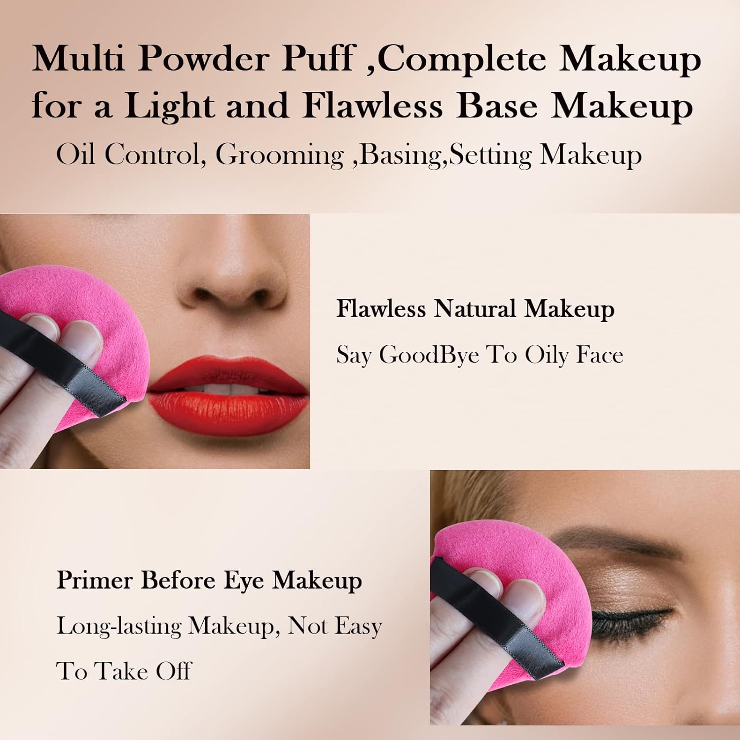 Powder Puff Daubigny 6 PCS Powder Puffs Makeup Puff Face Soft Triangle Powder Puff for Loose Powder Mineral Powder Body Velour Cosmetic Foundation Sponges Blender Beauty Makeup Tools(Rose Red Black)