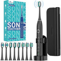 Rtauys S5 Sweeping Electric Toothbrush - Rechargeable Electric Toothbrushes with 8 Heads, Power Electric Toothbrush with Holder, 2.5 Hours Charge for 45 Days Battery Life - Black