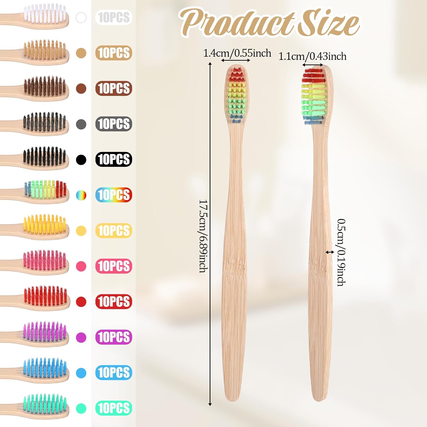 120PCS Bamboo Toothbrushes, Prepasted Disposable Toothbrush, Bulk Soft Bristle Toothbrushes for AdultsTravel Family Hotel Use and Homeless Gift, Individually Wrapped, 12 Color