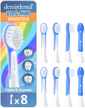 demirdental Kids Mini Toothbrush Heads Compatible with Philips Sonicare Compact Kids Toothbrush Heads - Replacement Heads Sensitive - Brush Heads from Ages 3 to 6 - Dark Blue - Replaces HX6038-8 Pack