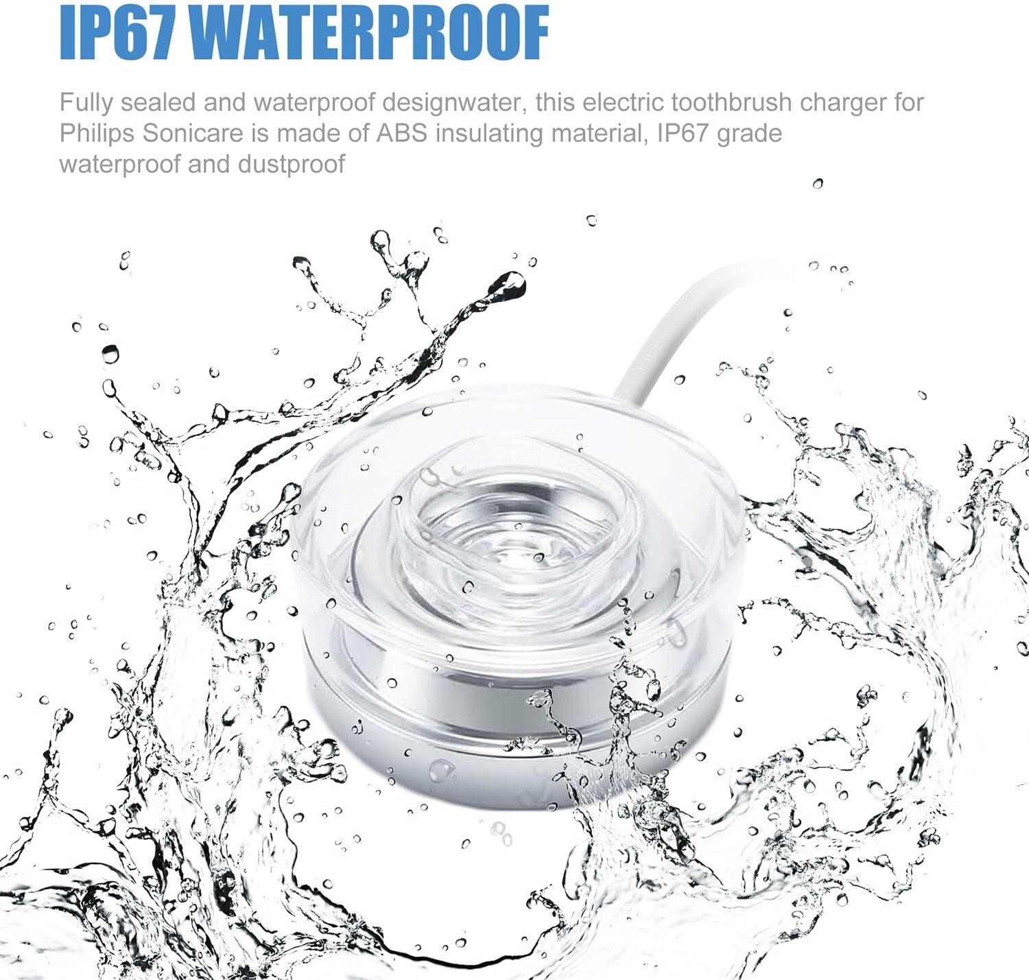 Electric Toothbrush Replacement Charger Base Compatible with Philips Sonicare HX9300 HX9900 Series Inductive Charging Base Portable Waterproof Power Cord Environmental ABS for Travel