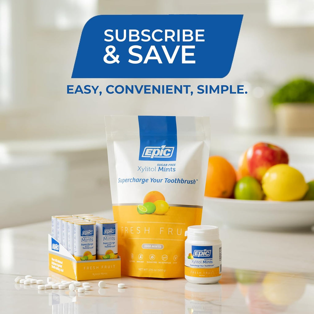 Epic 100% Xylitol Mints - Aspartame Free, Sugar Free - Fresh Fruit Flavored Mints, 1000 Pieces (Pack of 1)