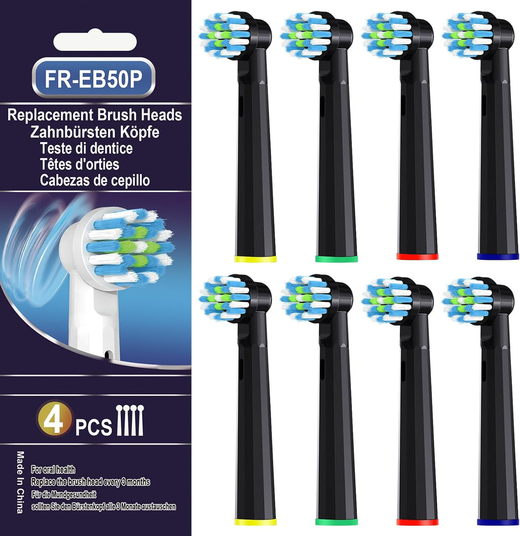 Replacement Toothbrush Heads for Oral B Pro 1000 Replacement Heads,Braun Replacement Brush Heads Refill Compatible with Genius X,Smart 1500,Pro 5000,8 Count,Black