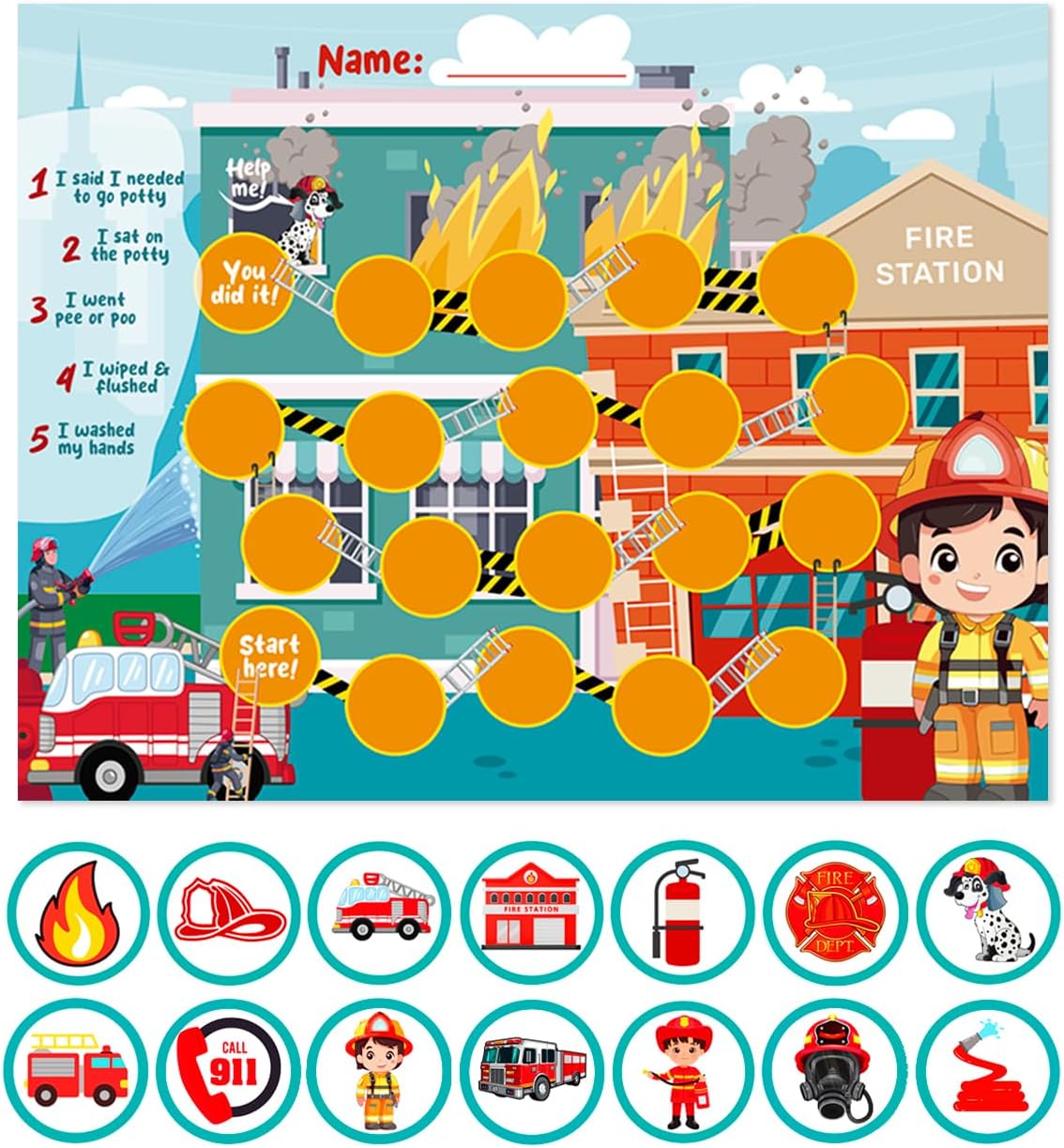 240 pcs Potty Training Stickers, Firefighter Potty Sticker Chart, Potty Reward Charts for Toddlers, Potty Training Chart for Kids, Potty Chart for Toddlers Boys with Stickers Show Options…