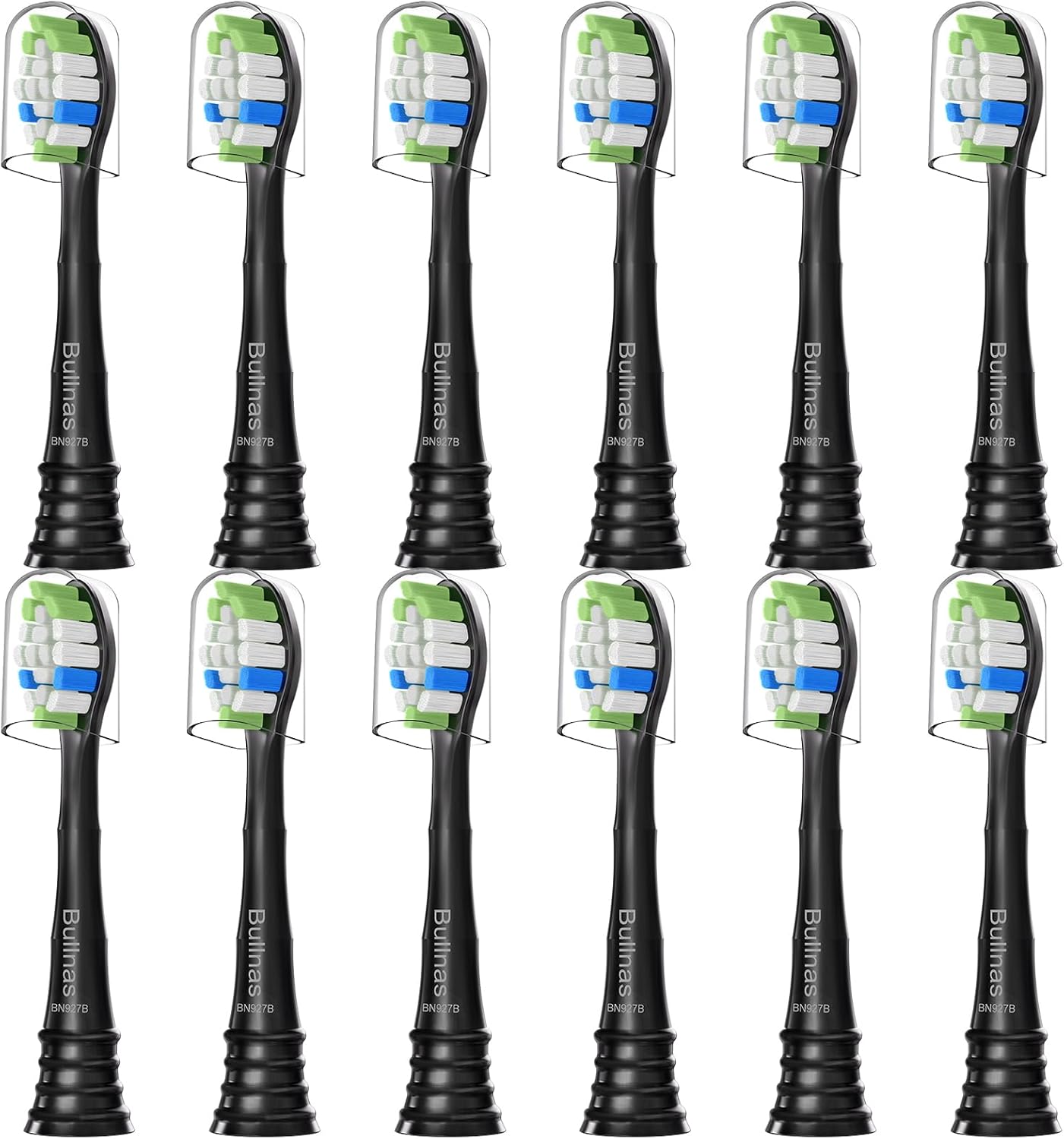 Replacement Brush Heads Compatible with Philips Sonicare ProtectiveClean 6100, 5100, 4100 Electric Toothbrush, W Toothbrush Head for Sonicare 6062/95, Black, 12 Count