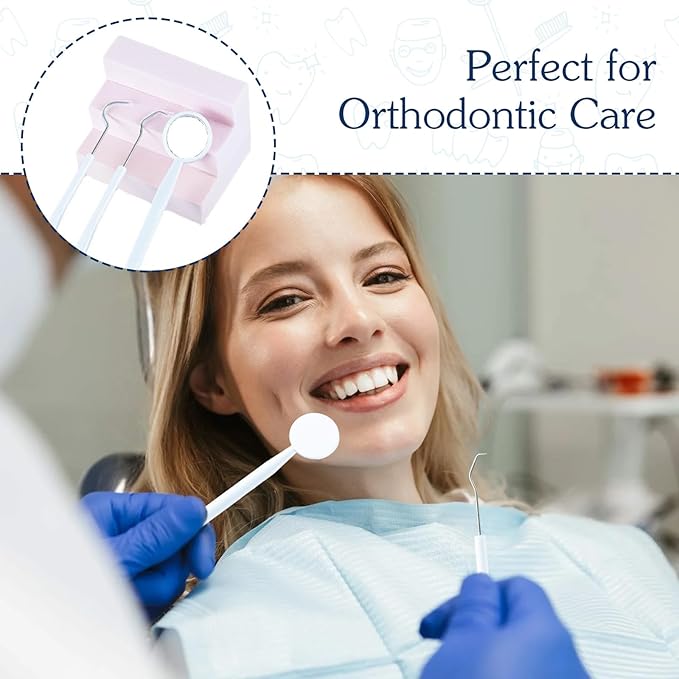 3 Pieces Dental Tools Set, Professional Disposable Plastic Dental Hygiene Cleaning Kit, including Dental Mirror, Probe for Oral Care Orthodontic Supplies