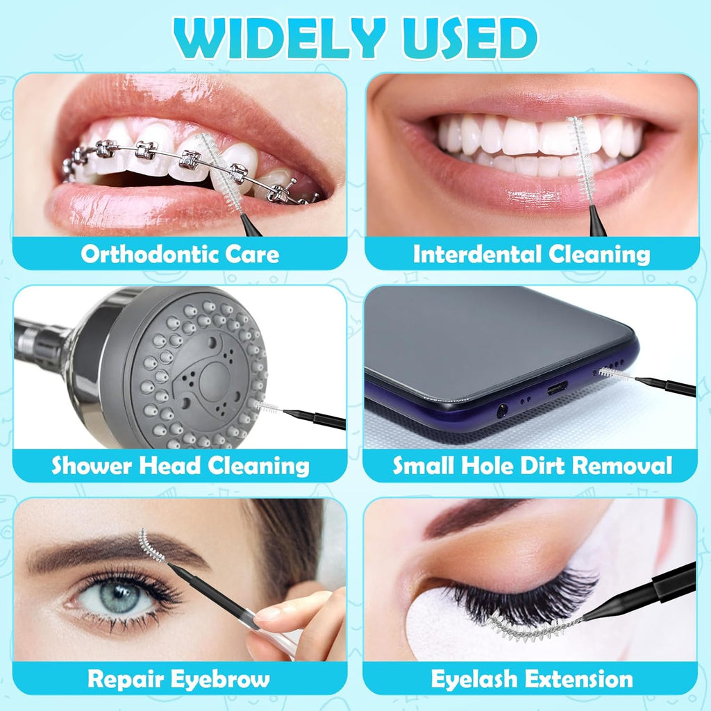 120 Pieces Interdental Brushes, Braces Brush Cleaner Orthodontic Flossers Toothpicks Floss Picks for Braces Kit for Teeth Cleaning Tools Spiral Dental Brush Head for Efficient Oral Care Black