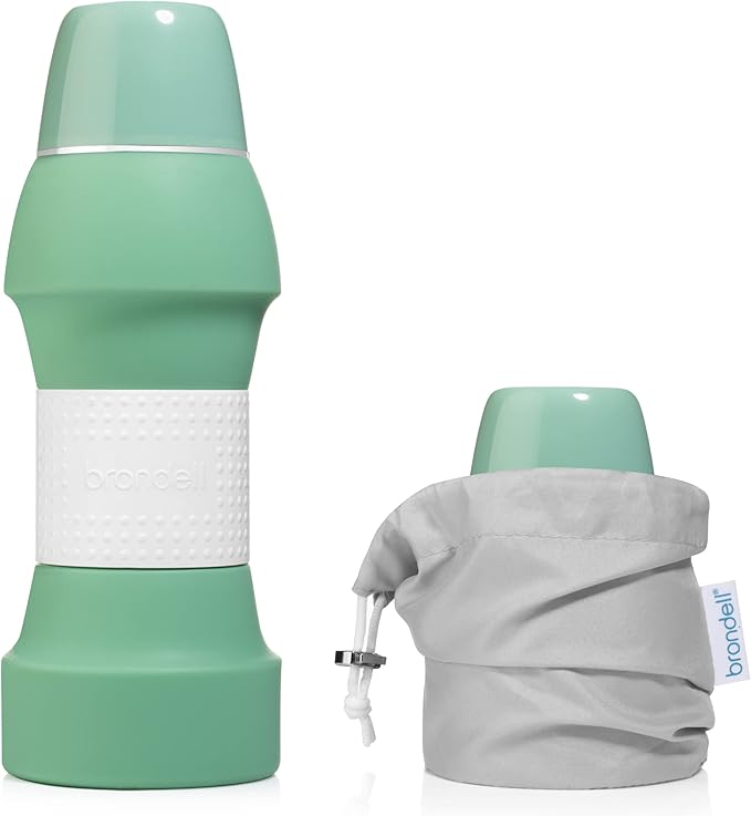 Brondell Bidet GoSpa Portable Peri Bottle, Collapsible Travel Bidet, Compact and Discreet, with Travel Bag for Postpartum & Perineal Care, 500ml, in Green