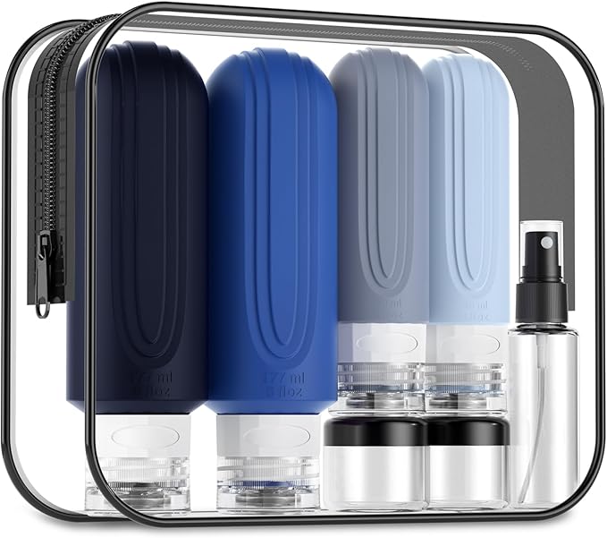 16 Pack Travel Bottles for Toiletries, Oversize 6oz Silicone Travel Containers, Leak Proof Refillable Liquid Shampoo And Conditioner Travel Essentials